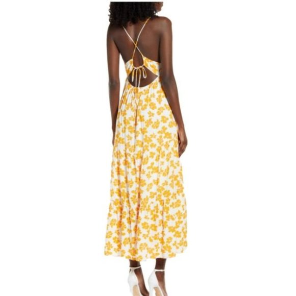 COPY - All In Favor Strappy Tiered Yellow Flower Maxi Dress Size XL NWT - Picture 2 of 12